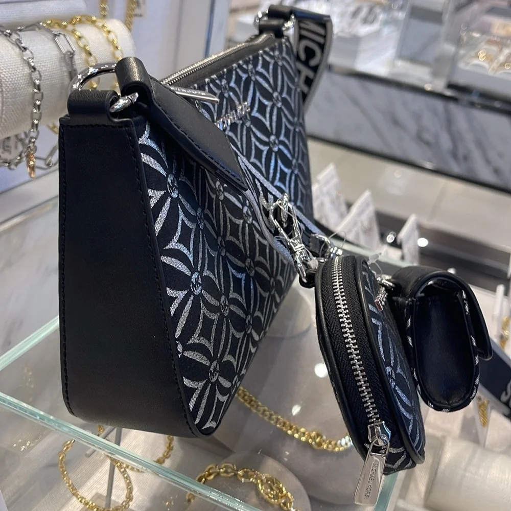 MICHAEL KORS Jet Set Travel Small Logo Jacquard Crossbody With Tech Attach NWT - Picture 12 of 16